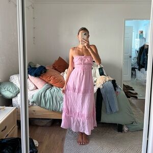 Pink Backless Maxi Dress